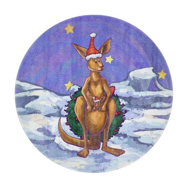 Kangaroo Christmas Starry Night Schneidebrett (Vorderseite)