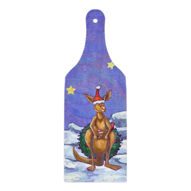 Kangaroo Christmas Starry Night Schneidebrett (Vorderseite)