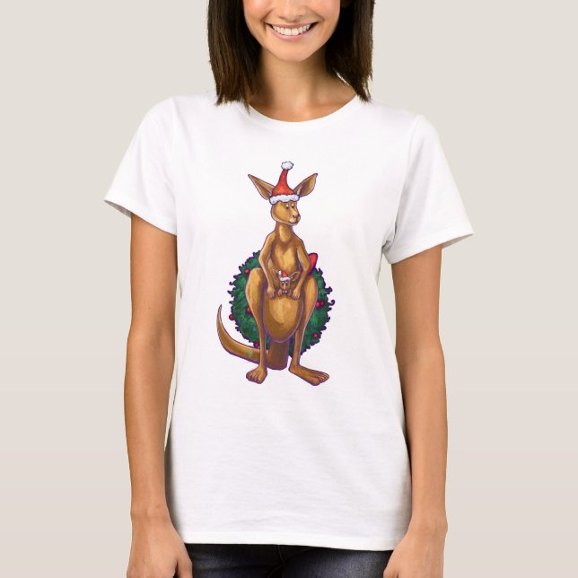 Kangaroo Christmas Starry Night T-Shirt (Vorderseite)
