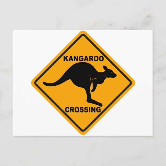 Kangaroo Crossing Sign Postkarte (Vorderseite)