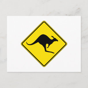 Kangaroo Crossing, Verkehrswarnung, Australien Postkarte