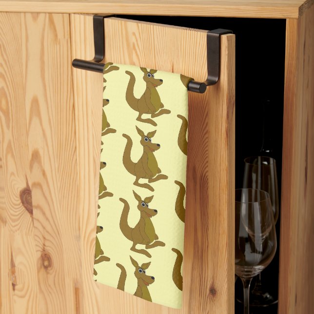 Kangaroo-Design mit beliebigem Hintergrundfarbe Geschirrtuch (Drittel gefaltet)