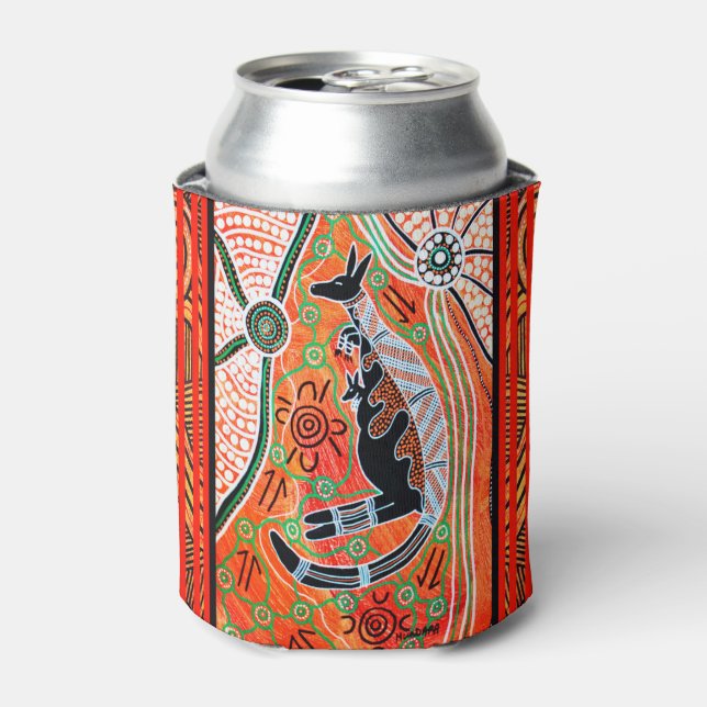 Kangaroo Dreaming Aborigine-Bier/Dosenhalter Dosenkühler (Kanne Vorderseite)