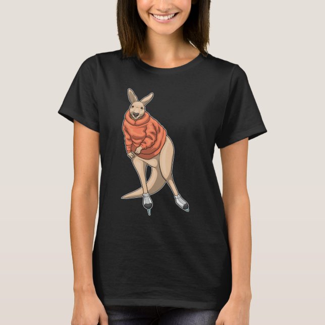Kangaroo Eislaufen Eiskunstlauf T-Shirt (Vorderseite)