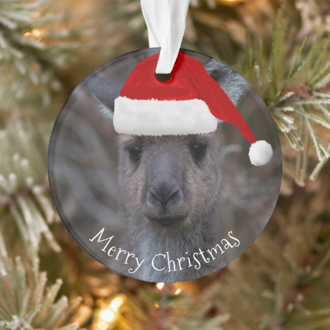 Kangaroo Face Weihnachtsmannmütze Frohe Weihnachte Ornament (Baum)