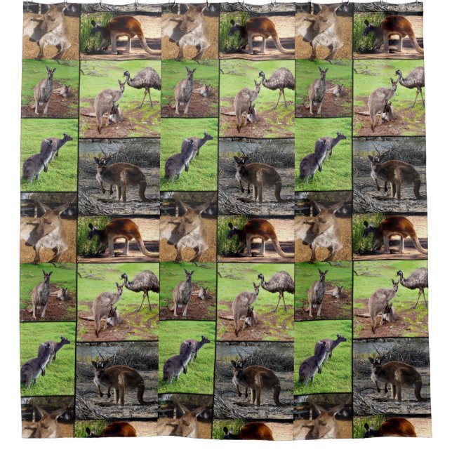 Kangaroo FotoCollage, Duschvorhang. Duschvorhang (Vorderseite)