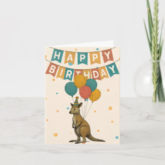 Kangaroo Geburtstagskarte - Süße Tier mit Balloons Karte