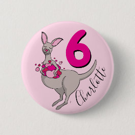 Kangaroo Girls 6. Geburtstag Name Rosa Taste Button
