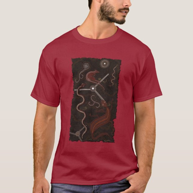 Kangaroo & Goanna Australian Aboriginal Style T-Sh T-Shirt (Vorderseite)