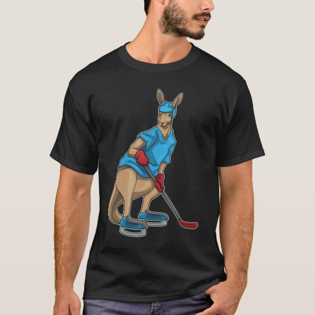 Kangaroo Ice Hockey Eishockeystick T-Shirt (Vorderseite)