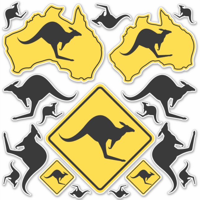 Kangaroo Icons Sticker Set (Vorderseite)
