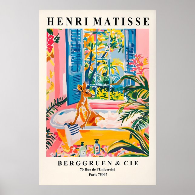 Kangaroo in bathtub art print, Dopamine art, Funny Poster (Vorne)