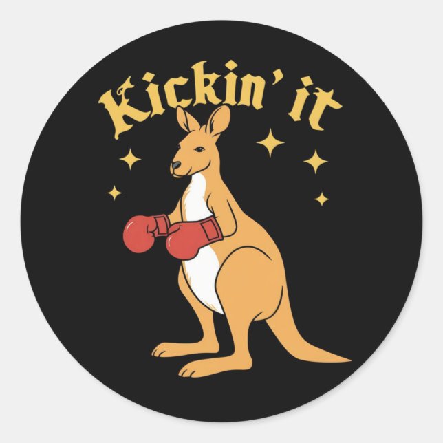 Kangaroo in einfachem gotischen Boxen Runder Aufkleber (Vorderseite)