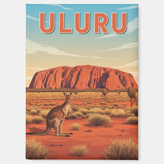 Kangaroo in Uluru Australien Magnet (Vorderseite)