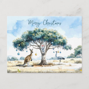 Kangaroo Koala und Emu Gumtree Weihnachtsbaumchen Postkarte