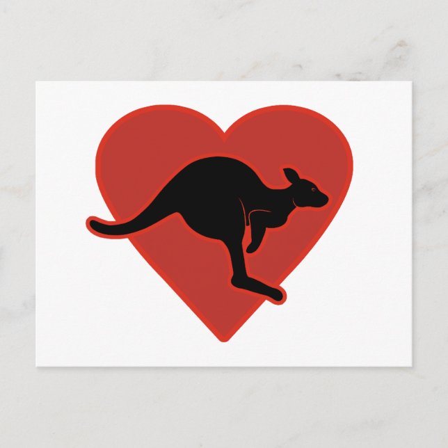 Kangaroo Liebe Rotes Herz Postkarte (Vorderseite)