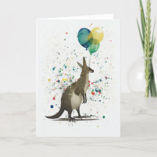Kangaroo mit Balloons geklappte Grußkarte Dankeskarte