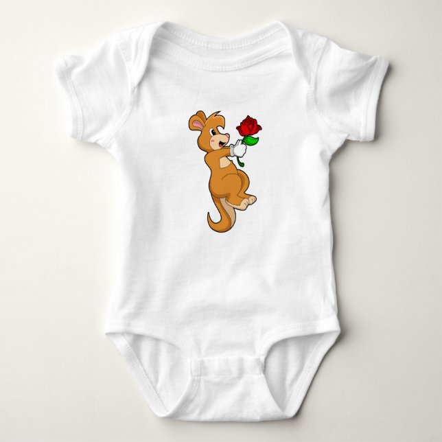 Kangaroo mit Blume Baby Strampler (Vorderseite)