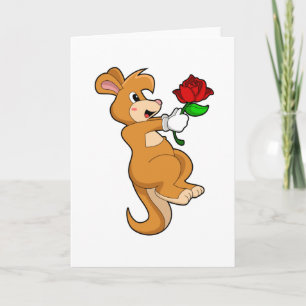 Kangaroo mit Blume Karte