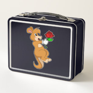 Kangaroo mit Blume Metall Brotdose