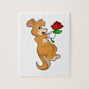 Kangaroo mit Blume Puzzle