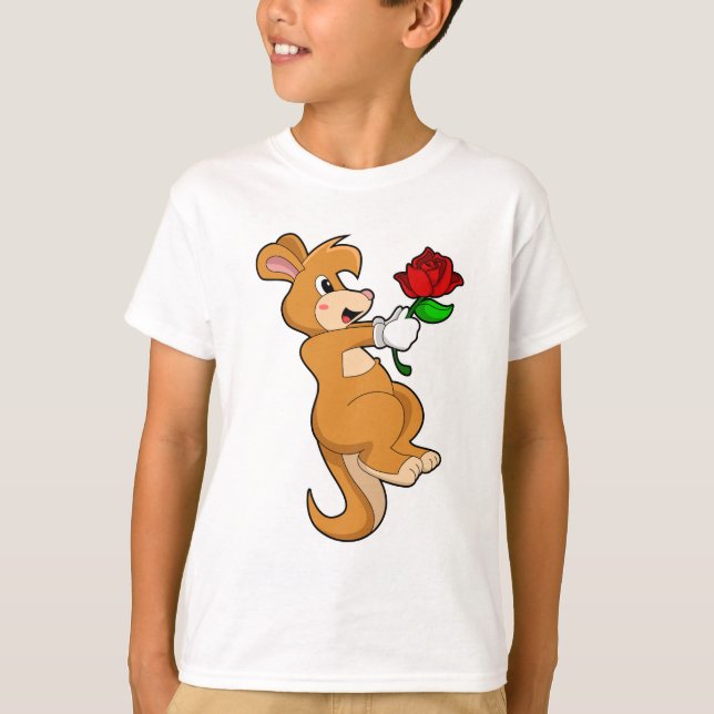 Kangaroo mit Blume T-Shirt (Vorderseite)