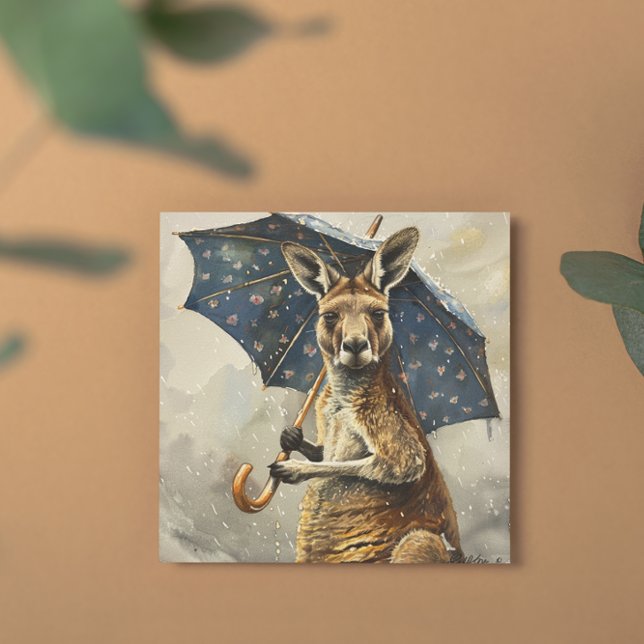 Kangaroo mit Regenschirm, individuell anpassbar Einladung (Von Creator hochgeladen)