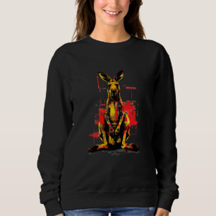 Kangaroo Motif Tierpark Wald Kunst, Dichtung und M Sweatshirt