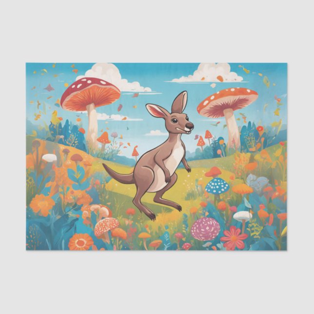 Kangaroo Mushroom Garden Dekoupage Tissue Paper Seidenpapier (Vorderseite)