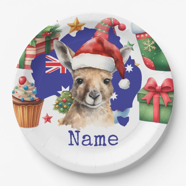 Kangaroo on Australia Flag  Pappteller (Vorderseite)