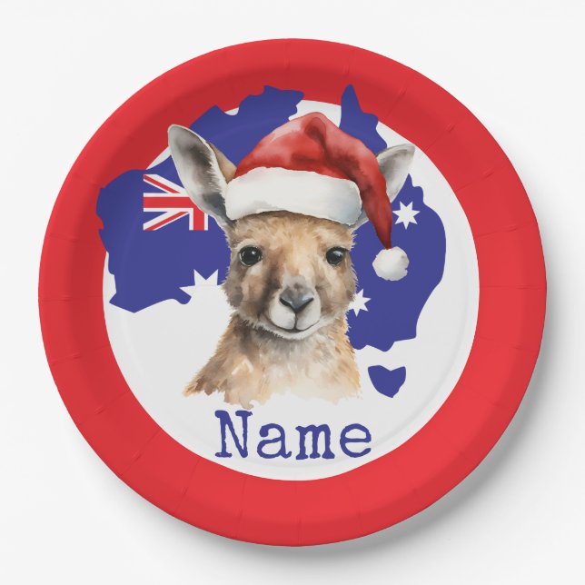 Kangaroo on Australia Flag  Pappteller (Vorderseite)