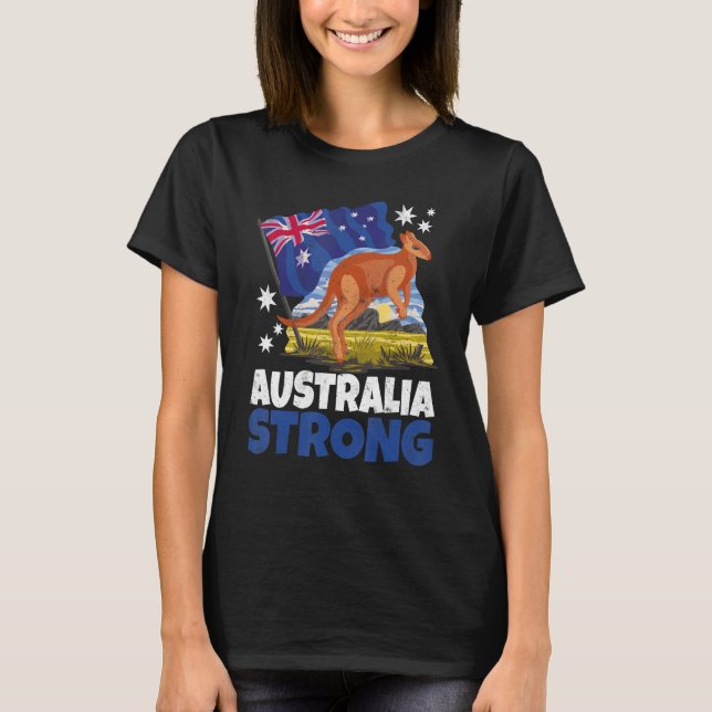 Kangaroo Patriotic Australian Flag Australien Stro T-Shirt (Vorderseite)