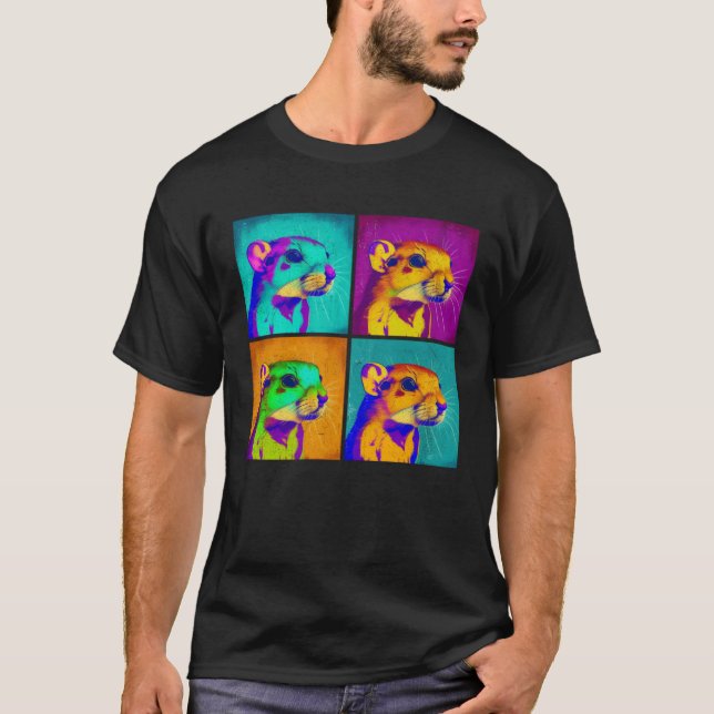 Kangaroo Rat Pop Illustration Farbige Tiermänner T-Shirt (Vorderseite)
