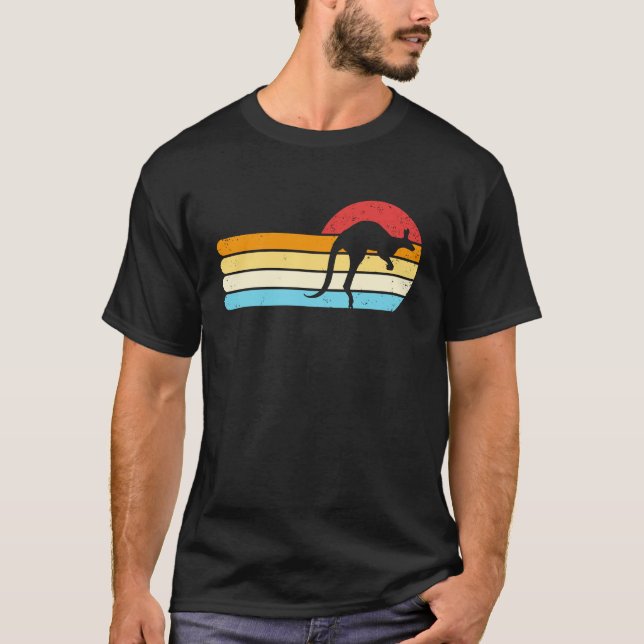 Kangaroo Retro Sunset Aussie Australia Kids Kangar T-Shirt (Vorderseite)