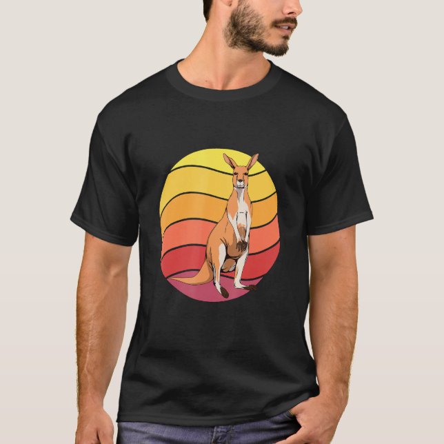 Kangaroo Retro Sunset Kangaroo Art Kangaroo T-Shirt (Vorderseite)