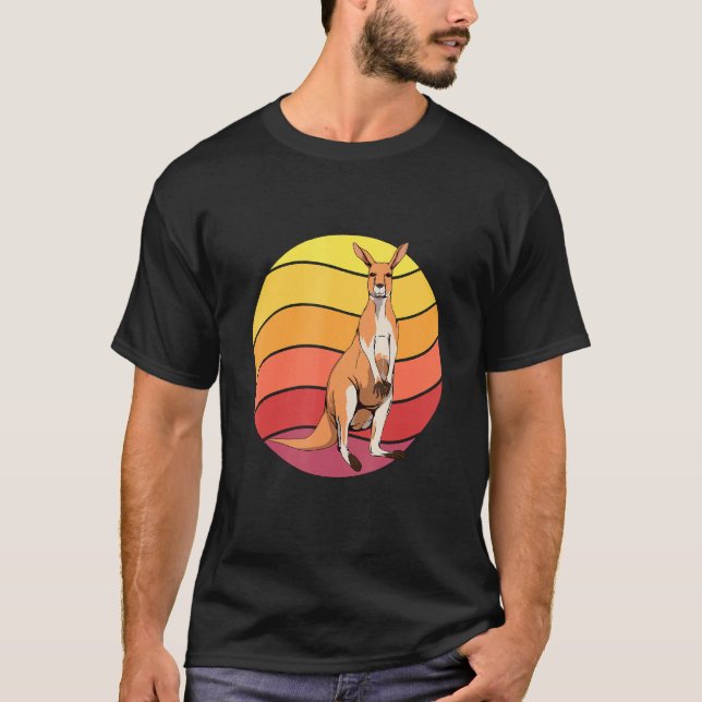 Kangaroo Retro Sunset Kangaroo Art Kangaroo T-Shirt (Vorderseite)