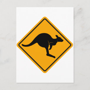 Kangaroo Road Sign Postkarte