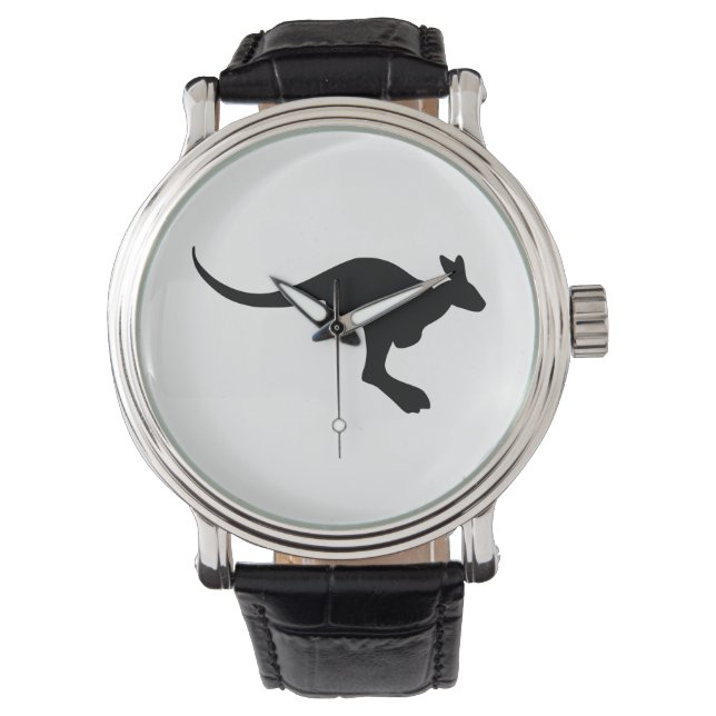 Kangaroo-Silhouette Armbanduhr (Vorderseite)