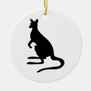 Kangaroo-Silhouette Keramik Ornament