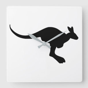 Kangaroo-Silhouette Quadratische Wanduhr