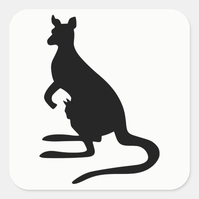 Kangaroo-Silhouette Quadratischer Aufkleber (Vorderseite)