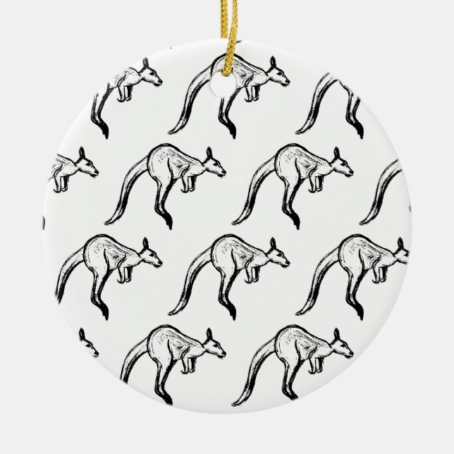 Kangaroo Sketch Keramik Ornament (Vorne)