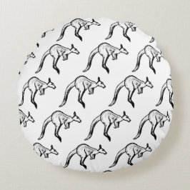 Kangaroo Sketch Rundes Kissen