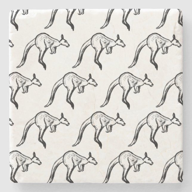 Kangaroo Sketch Steinuntersetzer (Vorderseite)