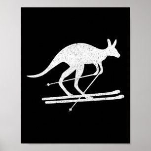 Kangaroo Skivergnügen Wintersport Australien Reise Poster