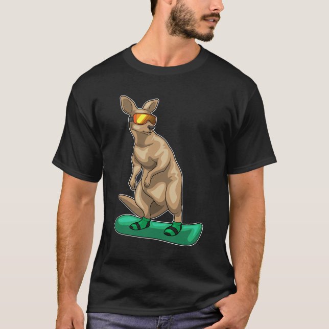 Kangaroo Snowboard Wintersport T-Shirt (Vorderseite)