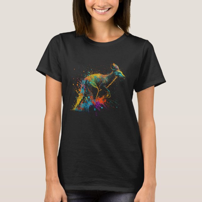 Kangaroo Splash Art Kangaroo Retro Colorful Kangar T-Shirt (Vorderseite)