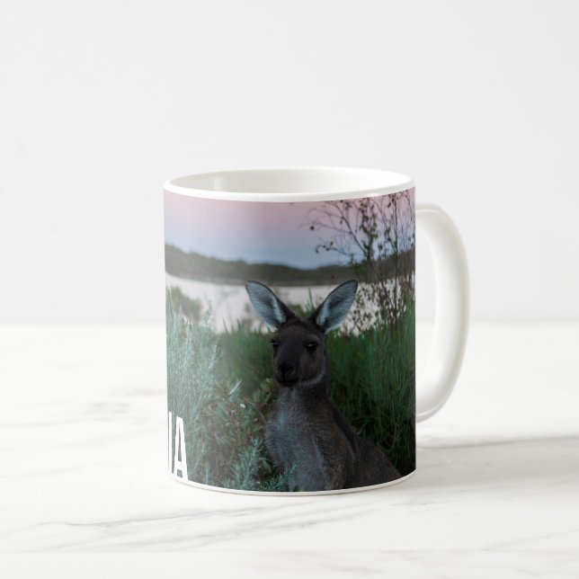 Kangaroo Sunset am Lake Australia Foto Kaffeetasse (VorderseiteRechts)
