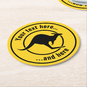 Kangaroo-Symbol Runder Pappuntersetzer