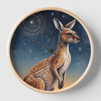 Kangaroo-Szene mit australischem Aborigine-Thema Uhr